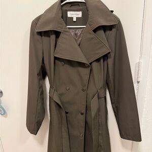 Calvin Klein Double-Breasted Trench Coat - Khaki/Olive